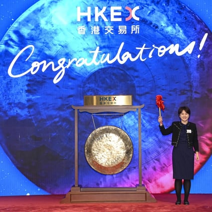 Pando Finance CEO Ren Junfei at the listing ceremony of their two ETFs on the Hong Kong stock exchange on December 8, 2022. A flurry of IPOs are expected in the city this year. Photo: Handout