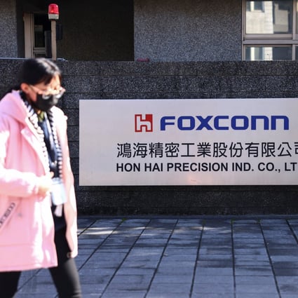 Outside Foxconn’s company building in New Taipei City, Taiwan. Photo: Reuters