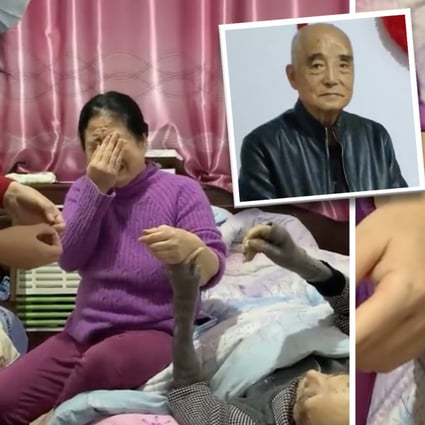 An elderly Chinese acupuncturist was granted his dying wish to treat his sick daughter just hours before he died, sparking an outpouring of emotion online. Photo: SCMP Composite