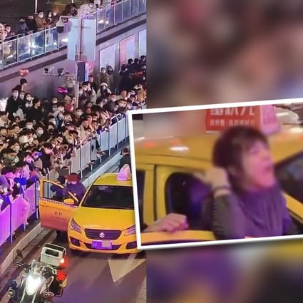 A woman in China filmed denouncing her boyfriend from a cab on a busy street on New Year’s Day goes viral on mainland social media. Photo: SCMP composite/Handout