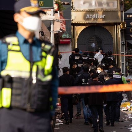 Investigators at the site of the deadly crowd crush in the Itaewon district of Seoul. File photo: Bloomberg