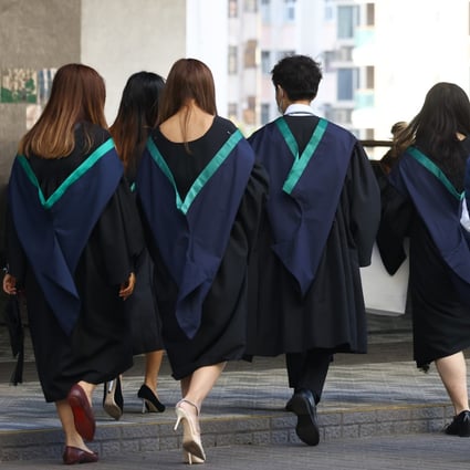 Graduates gather for photos on the University of Hong Kong campus on December 20, 2022. Photo: Dickson Lee 