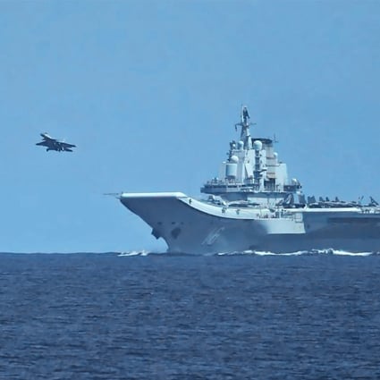 A fighter jet takes off from China’s Liaoning aircraft carrier. Photo: Japan Ministry of Defence