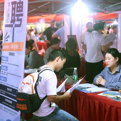 Young Chinese adults, many of whom are fresh graduates, attend a job fair in Fuyang, Anhui province. Photo: AFP
