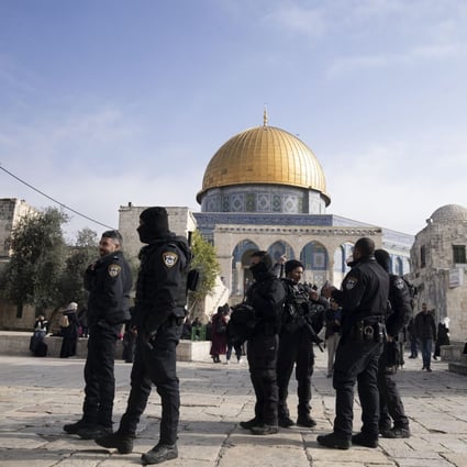 Israeli police secure the Al-Aqsa Mosque compound, known to Muslims as the Noble Sanctuary and to Jews as the Temple Mount, in the Old City of Jerusalem on Tuesday. Photo: AP