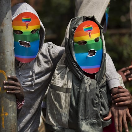 Kenyan members and supporters of the LGTBQ community wear masks to preserve their anonymity. Photo: AP