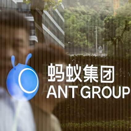Ant Group’s logo displayed at the company’s headquarters in Hangzhou, on August 2, 2021. Photo: Bloomberg
