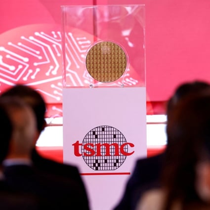 A wafer sits on display as Taiwanese chip giant TSMC holds a ceremony to start mass production of its most advanced 3-nanometre chips in the southern city of Tainan on December 29. Photo: Reuters