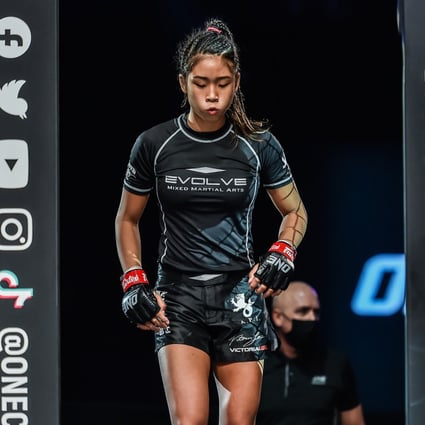 Victoria Lee enters the ONE Circle for her fight against Victoria Souza. Photos: ONE Championship