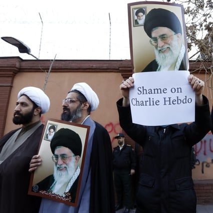 Iranians protest outside French embassy after Charlie Hebdo cartoons | South China Morning Post Iranians protest outside French embassy after Charlie Hebdo cartoons | South China Morning Post