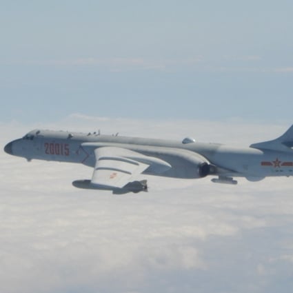 Two H-6 nuclear-capable bombers were among the PLA planes which flew close to Taiwan in the 24 hours to 6am on Monday, according to the island’s defence ministry. Photo: Taiwanese Air Force