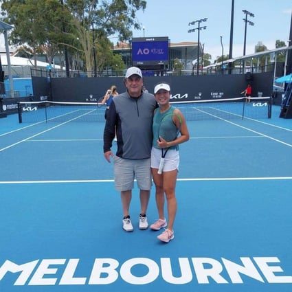 Eudice Chong with her coach Pier Francesco Restelli at the Australian Open qualifiers in Melbourne. Photo: Hong Kong Tennis Association
