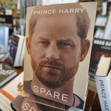 Copies of Prince Harry’s new book are displayed at a store in Freeport, Maine, on Tuesday. Photo: AP