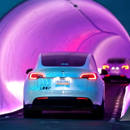 Tesla Model Y electric cars ferry  attendees to convention halls in underground tunnels called the Vegas Loop during CES 2023, an annual consumer electronics trade show in Las Vegas, Nevada, on January 6. Photo: Reuters
