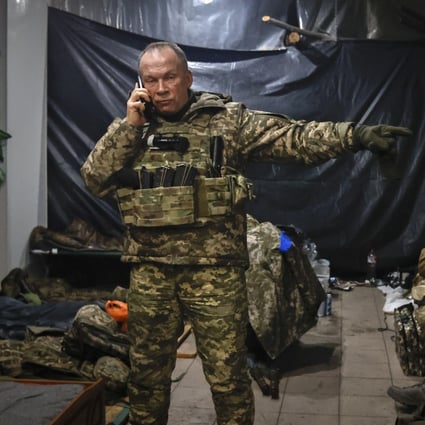 Russia’s Colonel General Oleksandr Syrskyi in a shelter in Soledar; Russia’s Defence Ministry said on Friday that its forces had captured the salt-mining town. Photo: AP