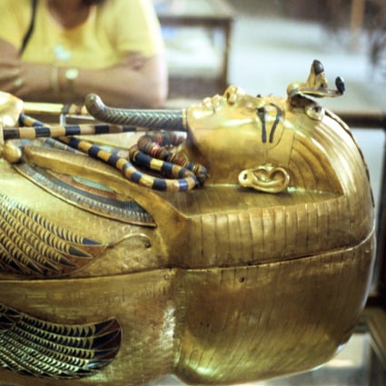 The gold sarcophagus of ancient Egyptian pharaoh Tutankhamun on display. When Lord Carnarvon, sponsor of Howard Carter’s successful quest to find his tomb, died soon after witnessing its opening, gossips blamed “the mummy’s curse”. Photo: Getty Images