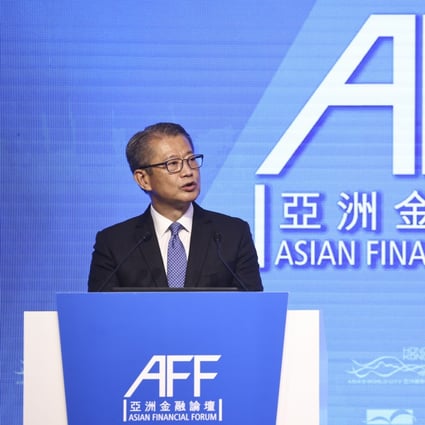 Financial Secretary Paul Chan Mo-po speaks at the Asian Financial Forum. The event’s resumption underscores the city’s importance as a regional financial hub. Photo: K. Y. Cheng