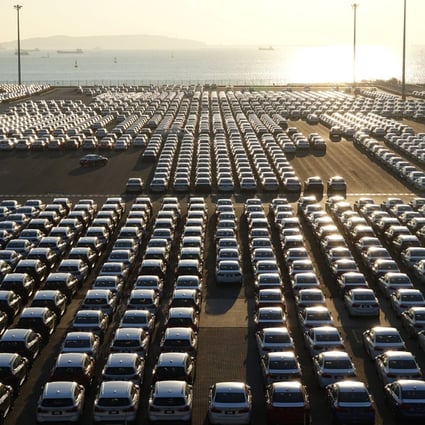 New cars are seen at the automobile terminal in the port of Dalian, Liaoning province, China on October 18, 2018. Photo: Reuters