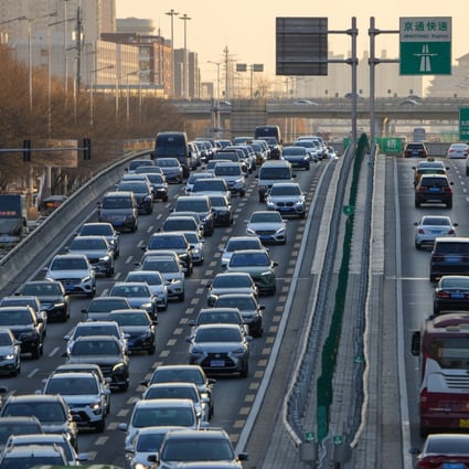 Morning rush-hour traffic in Beijing. The Tesla price cuts came after middle-class mainland consumers became worried about job prospects and wages in late 2022 and started drifting towards cheaper car models. Photo: Xinhua