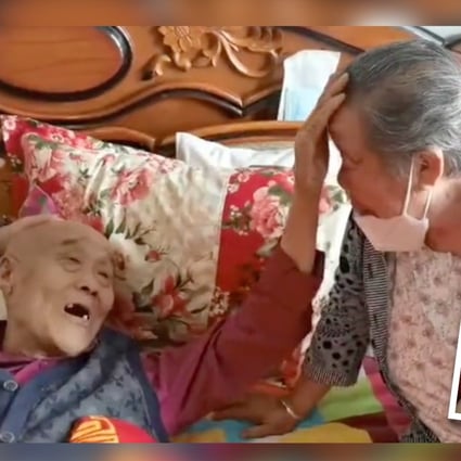 A video of an 88-year-old man about to die telling his distraught wife to be happy and live her life has gone viral on the mainland. Photo: SCMP composite/handout