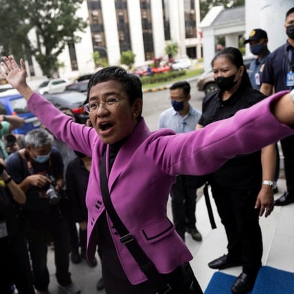 Rappler CEO and Nobel Laureate Maria Ressa after a Manila court acquitted her of tax evasion. Photo: Reuters