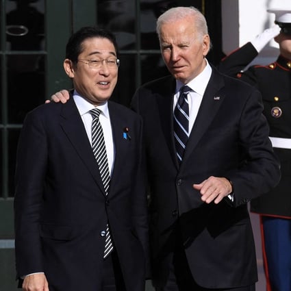 US President Joe Biden welcomes Japanese Prime Minister Fumio Kishida to the White House on Friday. Photo: AFP
