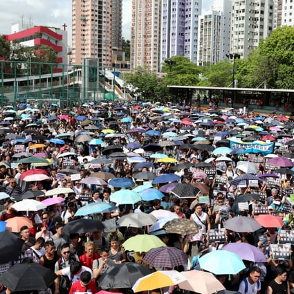 The 2019 park protest in Tuen Mun that left a lawmaker facing a charge of perverting the course of justice. Photo: Felix Wong