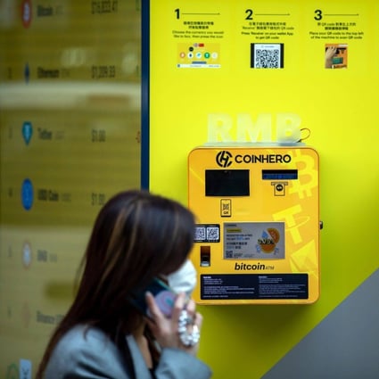 Bitcoin ATMs, operated by Coinhero, in Hong Kong on December 21, 2022. Photo: Bloomberg