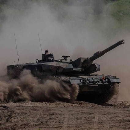 A Polish Leopard tank takes part in a military exercise in Nowogard in May. Photo: AFP