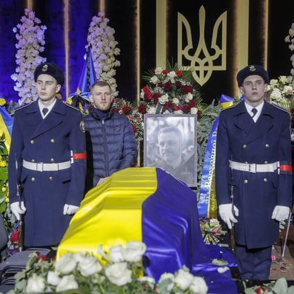 The funeral ceremony for victims of the January 18 helicopter crash, in Kyiv, Ukraine, in which 14 people died. Phto:  EPA-EFE