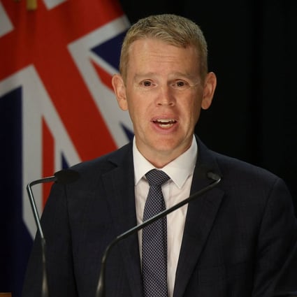 New Zealand’s new Prime Minister Chris Hipkins speaks at his first press conference at Parliament in Wellington on Sunday. Photo: AFP