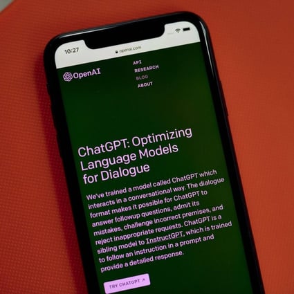 ChatGPT is made by US-based company OpenAI. Adani noted that China outnumbers the US in the number of most-cited scientific papers on AI. Photo: Bloomberg