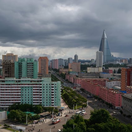 Pyongyang’s skyline with the pyramid-shaped Ryugyong Hotel seen in the distance. Authorities on Wednesday ordered a five-day lockdown of the North Korean capital after an unspecified respiratory illness outbreak. Photo: AFP