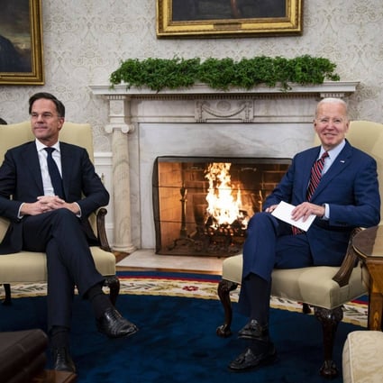 US President Joe Biden (right) meets Dutch Prime Minister Mark Rutte in the Oval Office of the White House on January 17. Photo: Bloomberg