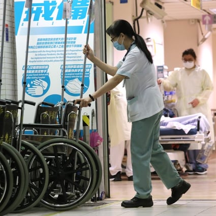 Hospital support staff at Kwong Wah Hospital in Yau Ma Tei. Photo: K. Y. Cheng
