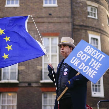 An anti-Brexit protester in London. A recent YouGov poll found 63 per cent think the government is handling the issue of Brexit badly. Photo: AP
