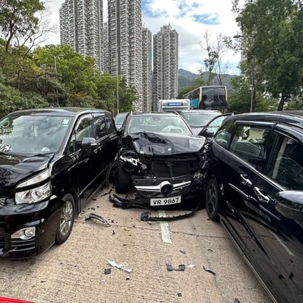 Police are searching for at least three other gang members who jumped out of the luxury car and fled the scene after it rammed into five other vehicles. Photo: Handout
