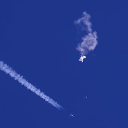 The remnants of a Chinese surveillance balloon drift above the Atlantic Ocean, just off the coast of South Carolina, on February 4. The incident has raised concerns about further deterioration in US-China relations and the need for diplomatic guardrails to keep events from spiralling out of control. Photo: AP