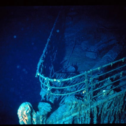 The bow of the Titanic photographed during a dive in July 1986, marking the first time humans laid eyes on the vessel since its voyage in 1912. Photo: Handout via AFP