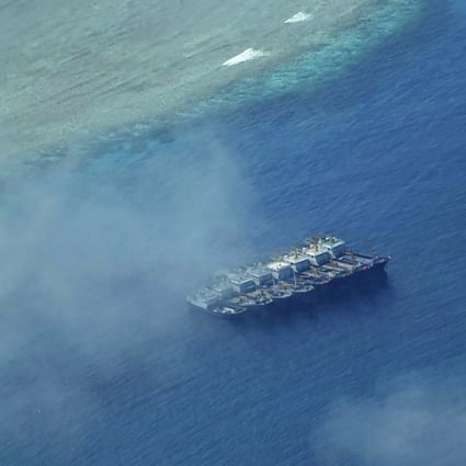 Suspected Chinese maritime militia vessels in the Spratly Island group in the South China Sea. Photo: AFP