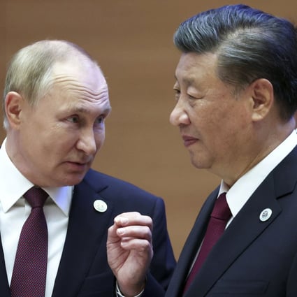 Russian President Vladimir Putin and Chinese President Xi Jinping in Uzbekistan on September 16, 2022. US, British and EU officials responded cautiously to the announcement that Xi would visit Moscow next week. Photo: Sputnik via AP