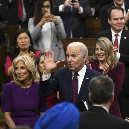 US President Joe Biden arrives to speak at the Canadian parliament in Ottawa on March 24. Photo: The New York Times via AP