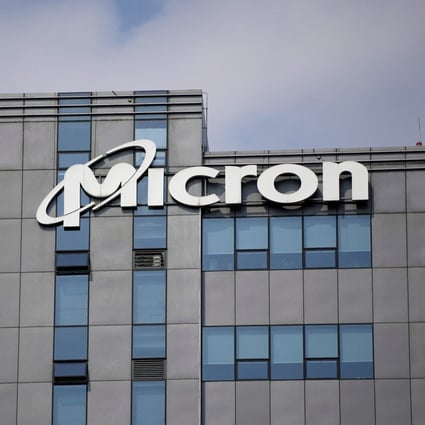 The company logo is seen on the Micron Technology offices in Shanghai. Photo: Reuters
