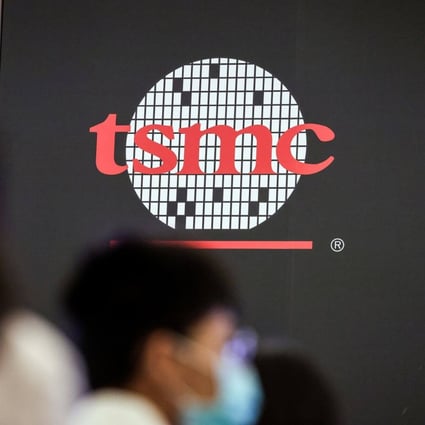 Taiwan Semiconductor Manufacturing Co’s logo is seen during the company’s annual shareholder meeting in Hsinchu, Taiwan, on June 6, 2023. Photo: Bloomberg