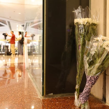 Flowers are seen in Plaza Hollywood, in Diamond Hill, on June 3, after two women were killed in a knife attack. The incident is one in a recent string of violent attacks in Hong Kong. Photo: Dickson Lee