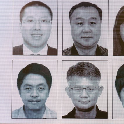 The eight suspects are (clockwise from top left) Kevin Yam, Elmer Yuan, Anna Kwok, Dennis Kwok, Nathan Law, Finn Lau, Mung Siu-tat and Ted Hui. Photo: Dickson Lee