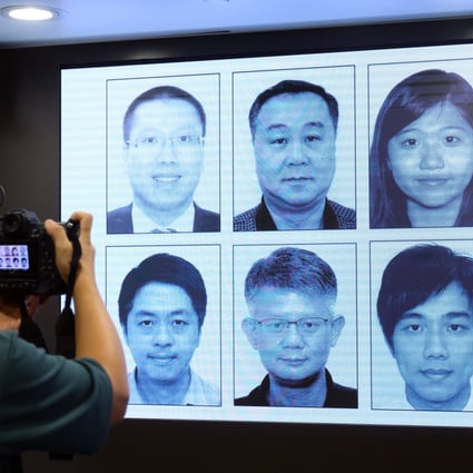 The eight suspects are (clockwise from top left) Kevin Yam, Elmer Yuan, Anna Kwok, Dennis Kwok, Nathan Law, Finn Lau, Mung Siu-tat and Ted Hui. Photo: Dickson Lee