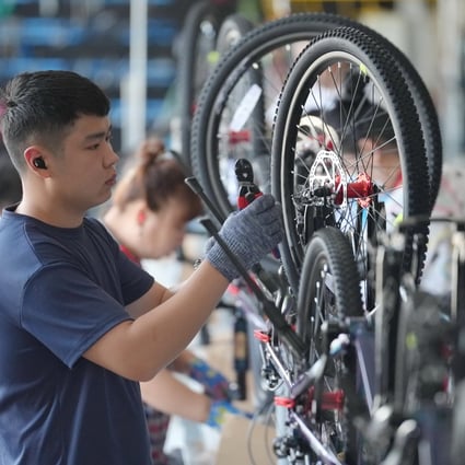 China’s Caixin/S&P Global manufacturing purchasing managers’ index (PMI) fell to 50.5 last month, down from 50.9 in May, data released on Monday showed. Photo: Xinhua