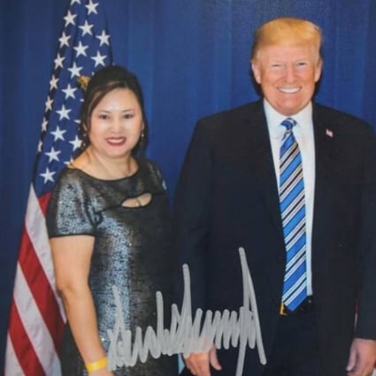 Cindy Yang with US President Donald Trump in a photo signed by Trump posted on Yang’s Facebook page. Photo: Facebook