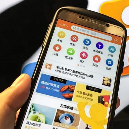 Meituan Dianping app on a mobile phone. Photo: Martin Chan